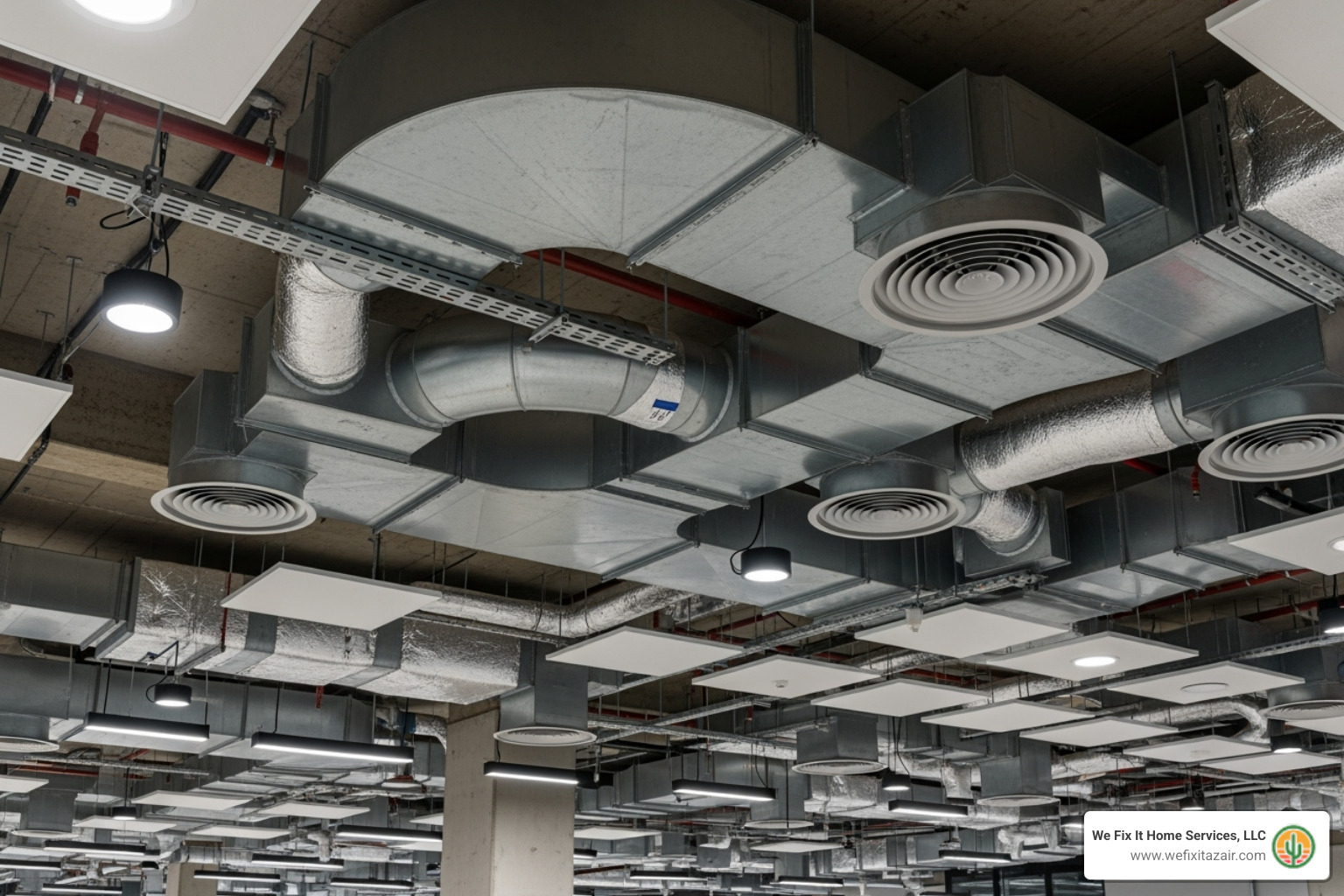 complex ductwork in commercial building - mechanical hvac complex ductwork in commercial building - mechanical hvac